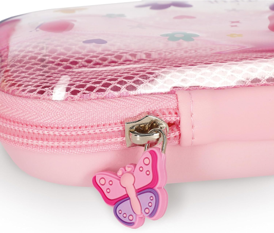 Legami Wonderwow Pencil Case – 2 Compartments, Pen Holder, Mesh Inner Pocket, Zip Closure, 23x11x5cm, Butterfly Design