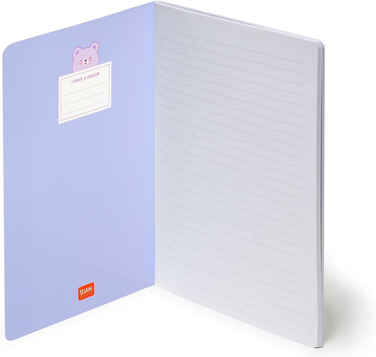 Legami Teddy Bear Lined Notebook – B5 Large, 100 Pages, 7mm Lines, FSC-Certified 100g Paper, Singer Binding, 18.5x24.8cm
