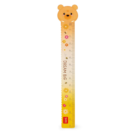 Legami Bear Sweet Bear Ruler – 15cm, Measure, Underline & Draw Straight Lines, Plastic, Teddy Bear Design
