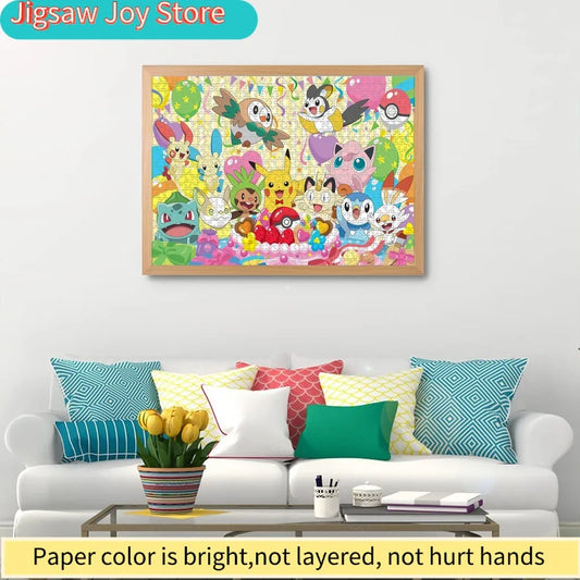 Pokemon Birthday Party Jigsaw Puzzle Colorful for Kids Anime Intellectual Game Toy Relieve Stress