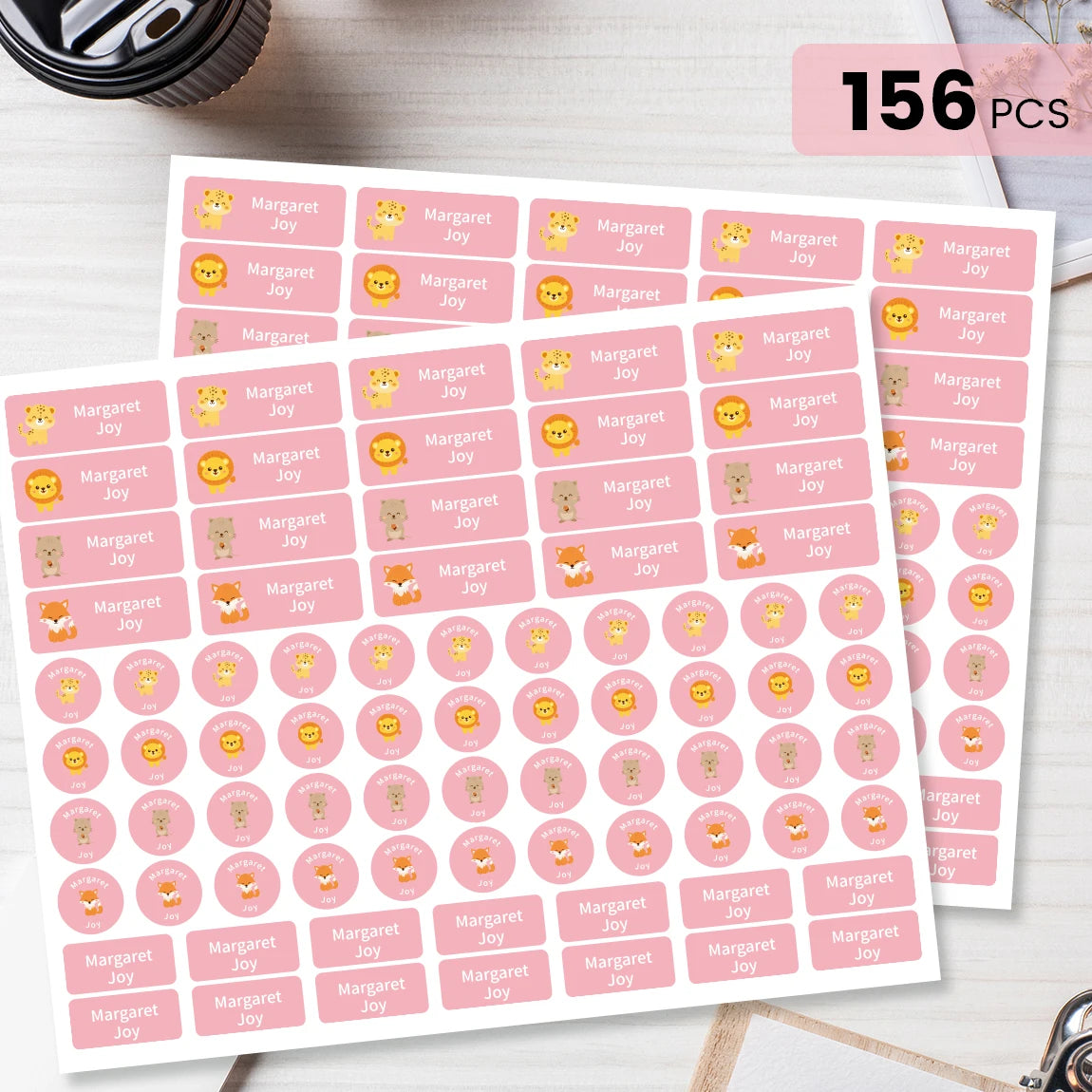 156Pcs Custom Name Labels for Kids, Waterproof School Stickers, Rectangle & Circle Labels for Bottles, Supplies