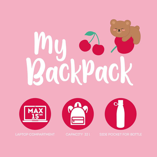 - Zaino per Scuola My Backpack, Cartella Scuola, Anche per Viaggio | Foderata, Regolabile, Chiusura a Zip, Scomparto Interno per Laptop E Tablet, Tasca Laterale, 30 X 40 X 18 Cm