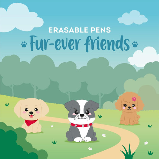 - Lot De 3 Stylos Gel Effaçables Fur-Ever Friends | Stylos Avec Encre Effaçable Thermosensible, Noir, Bleu, Rouge, Efface Sans Consommer La Feuille, Pointe 0,7 Mm