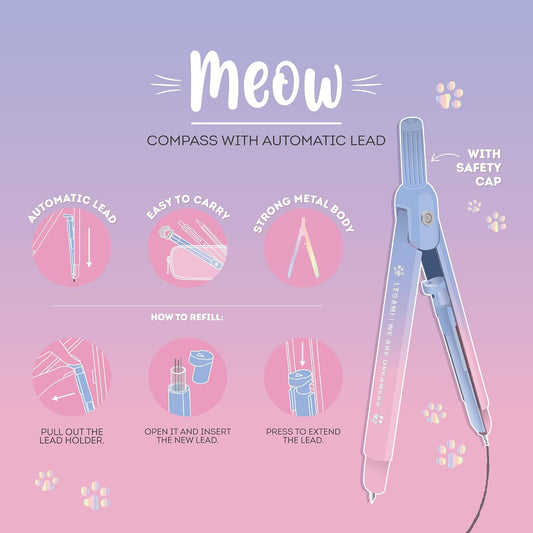 - Compasso Compatto Con Mina Automatica, Tema Kitty | 10 Mine 0,5 Mm Con 2B Incluse, Max Diametro 30 Cm, Struttura Resistente in Metallo, 1.6 X 13 X 1.7 Cm