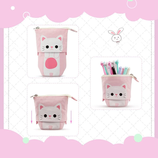 Chat Trousse Kawaii 1Trousse À Crayons Télescopique Avec 12Cutechat | 12 Cute Chat 0,5 Mm Stylos À Encre Gel Und 240 Chat Autocollant Pour Garçons Filles Etudiants Et Fournitures De Bureau