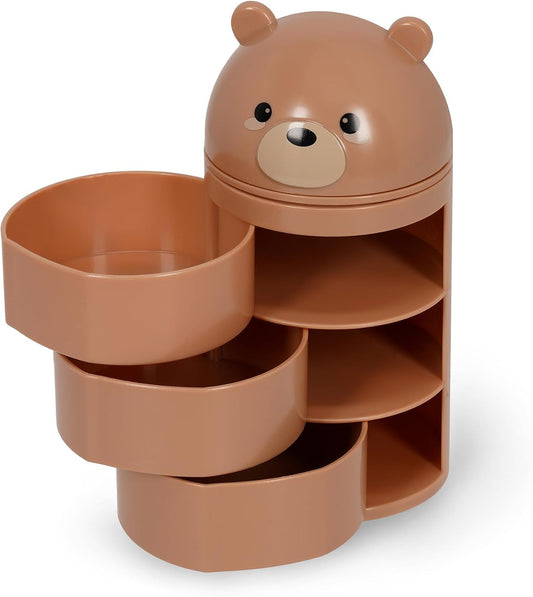- Organiser Da Scrivania, Desk Organiser Con 3 Cassetti Ad Apertura Laterale, Scomparto Superiore Con Chiusura a Scorrimento, Tema Teddy Bear