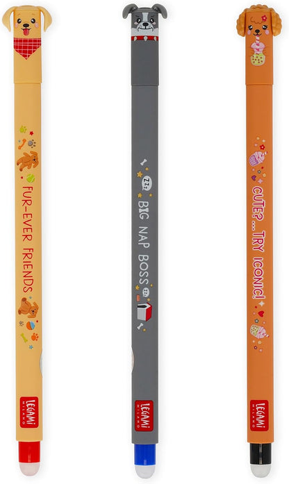 - Lot De 3 Stylos Gel Effaçables Fur-Ever Friends | Stylos Avec Encre Effaçable Thermosensible, Noir, Bleu, Rouge, Efface Sans Consommer La Feuille, Pointe 0,7 Mm