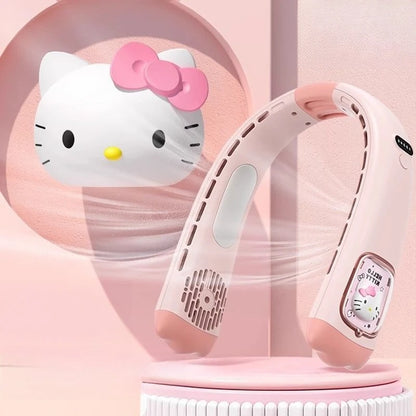 Cute Cartoon Neck Fan Kuromi Long Lasting Hello Kitty Quiet Pochacco Rechargeable Portable Lightweight Holiday Toys