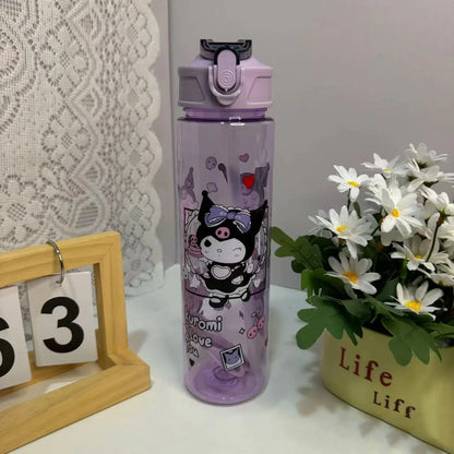 800ML Hello Kitt Straw Cup Large Capacity Straw Cup Adorable Cartoon Water Bottle Sports Outdoor Water Bottle Christmas Gift