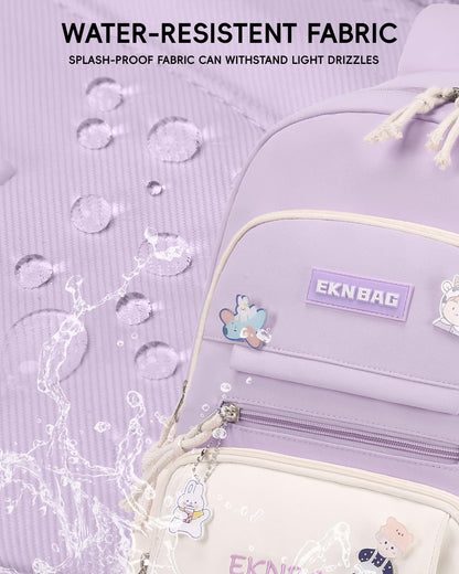 Cartable Fille Primaire, Ensemble De Sac D Ecole Fille College | Sac À Dos Décontracté Pour Adolescent Filles Avec Sac À Bandoulière Et Trousse À Crayons, Violet