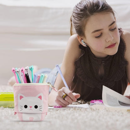 Chat Trousse Kawaii 1Trousse À Crayons Télescopique Avec 12Cutechat | 12 Cute Chat 0,5 Mm Stylos À Encre Gel Und 240 Chat Autocollant Pour Garçons Filles Etudiants Et Fournitures De Bureau