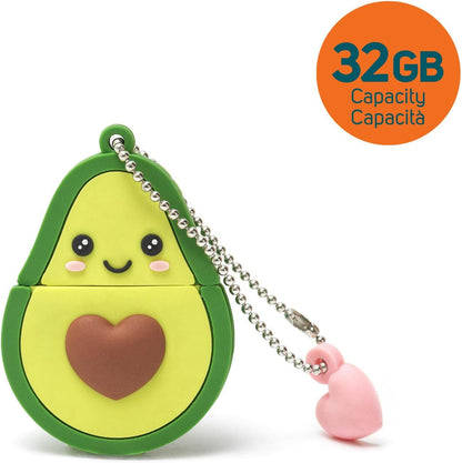 - Chiavetta USB 3.0, 32 GB, Ultra Veloce, Rivestimento in Morbido PVC, 4X4,8 Cm, Tema Avocado