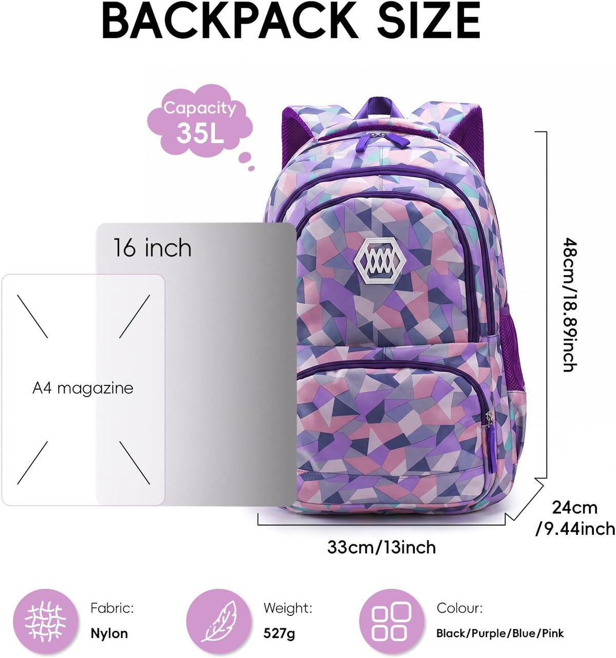 Ensemble Sac À Dos D'École Pour Filles Et Adolescentes, 5E À 9E Classe