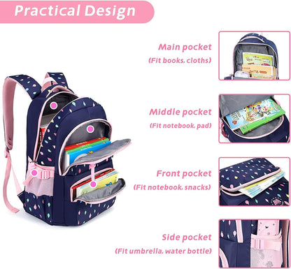 Cartable Fille Primaire Sac À Dos Enfant Primaire Sets De Sac D'École 3 En 1 Sacs À Dos Loisir Cartables Scolaires Pour Adolescent