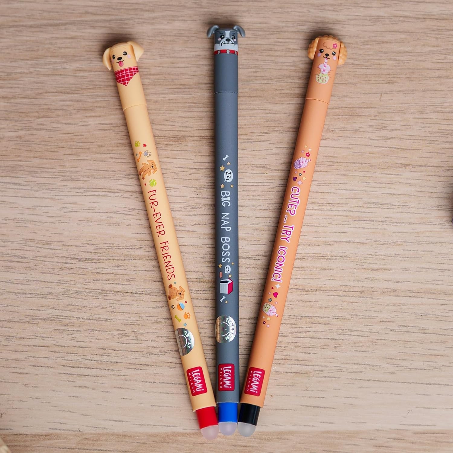 - Lot De 3 Stylos Gel Effaçables Fur-Ever Friends | Stylos Avec Encre Effaçable Thermosensible, Noir, Bleu, Rouge, Efface Sans Consommer La Feuille, Pointe 0,7 Mm