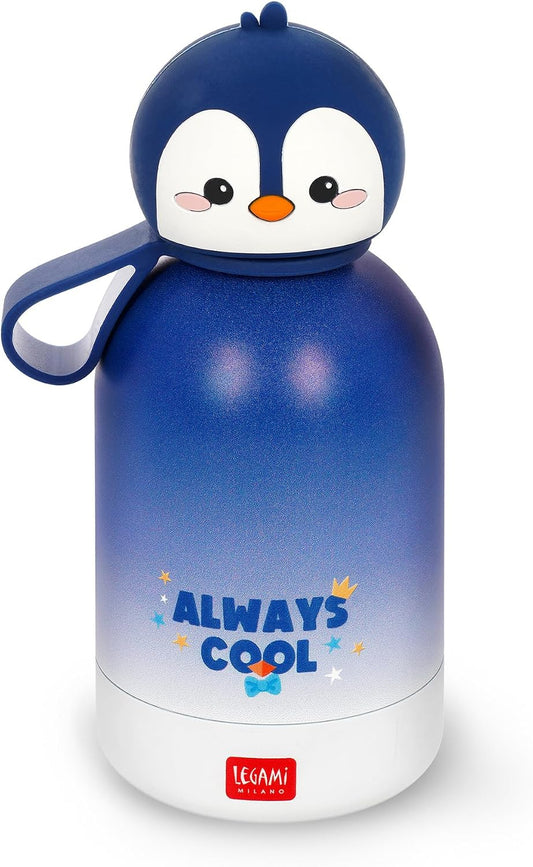 - Borraccia Termica per Bambini Hot&Cold BFF, Tema Penguin, in Inox 18/8 a Doppio Strato Con Chiusura Ermetica, Conserva Il Caldo per 12H E Il per Freddo 24H, Capacità 310 Ml