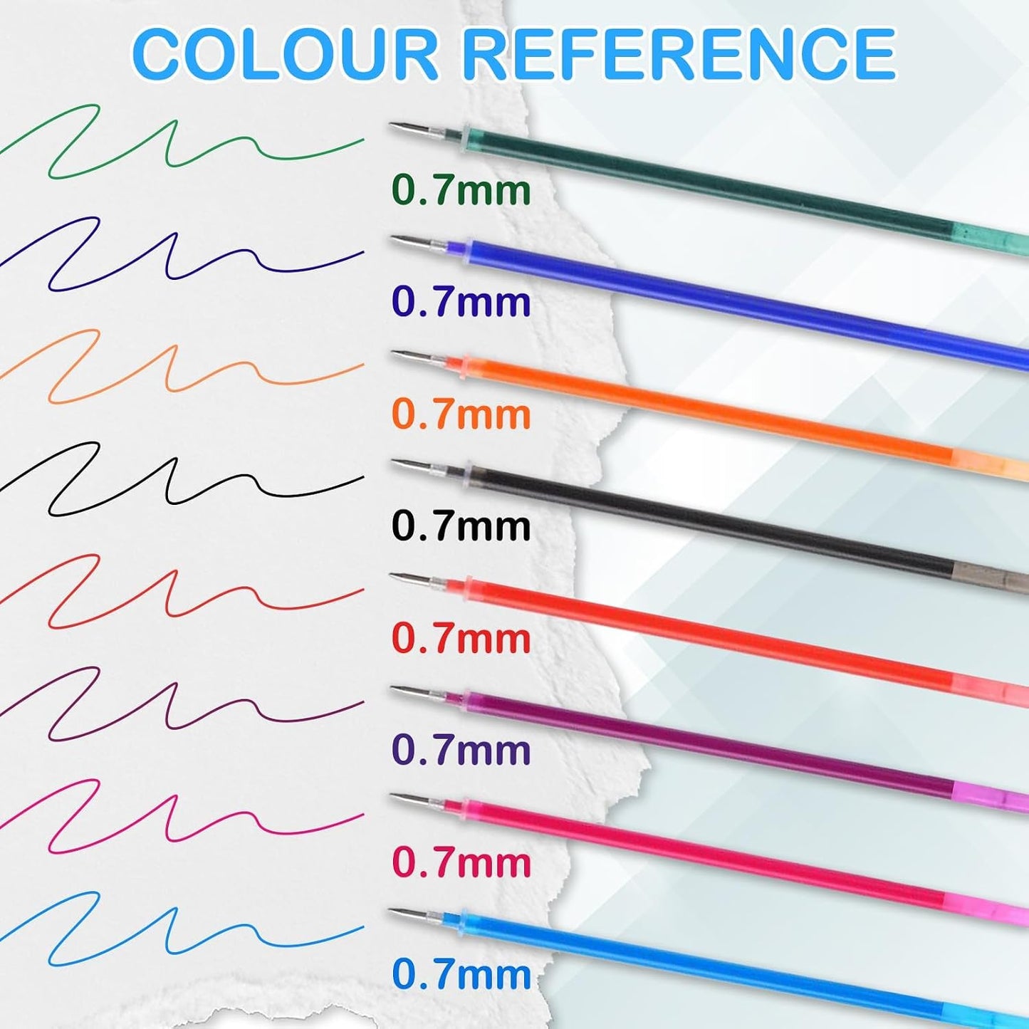 32X Mines De Rechange Effaçables,Compatible Avec Legami | Pointe 0,7 Mm, Hauteur 13 Cm,Encre Gel Thermosensible (Multicolore-32)