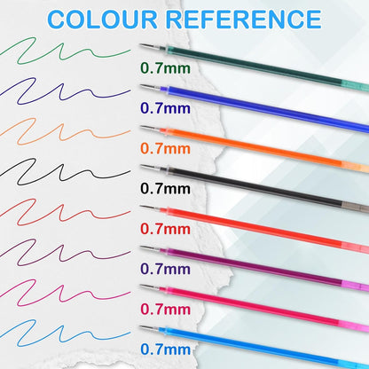 32X Mines De Rechange Effaçables,Compatible Avec Legami | Pointe 0,7 Mm, Hauteur 13 Cm,Encre Gel Thermosensible (Multicolore-32)