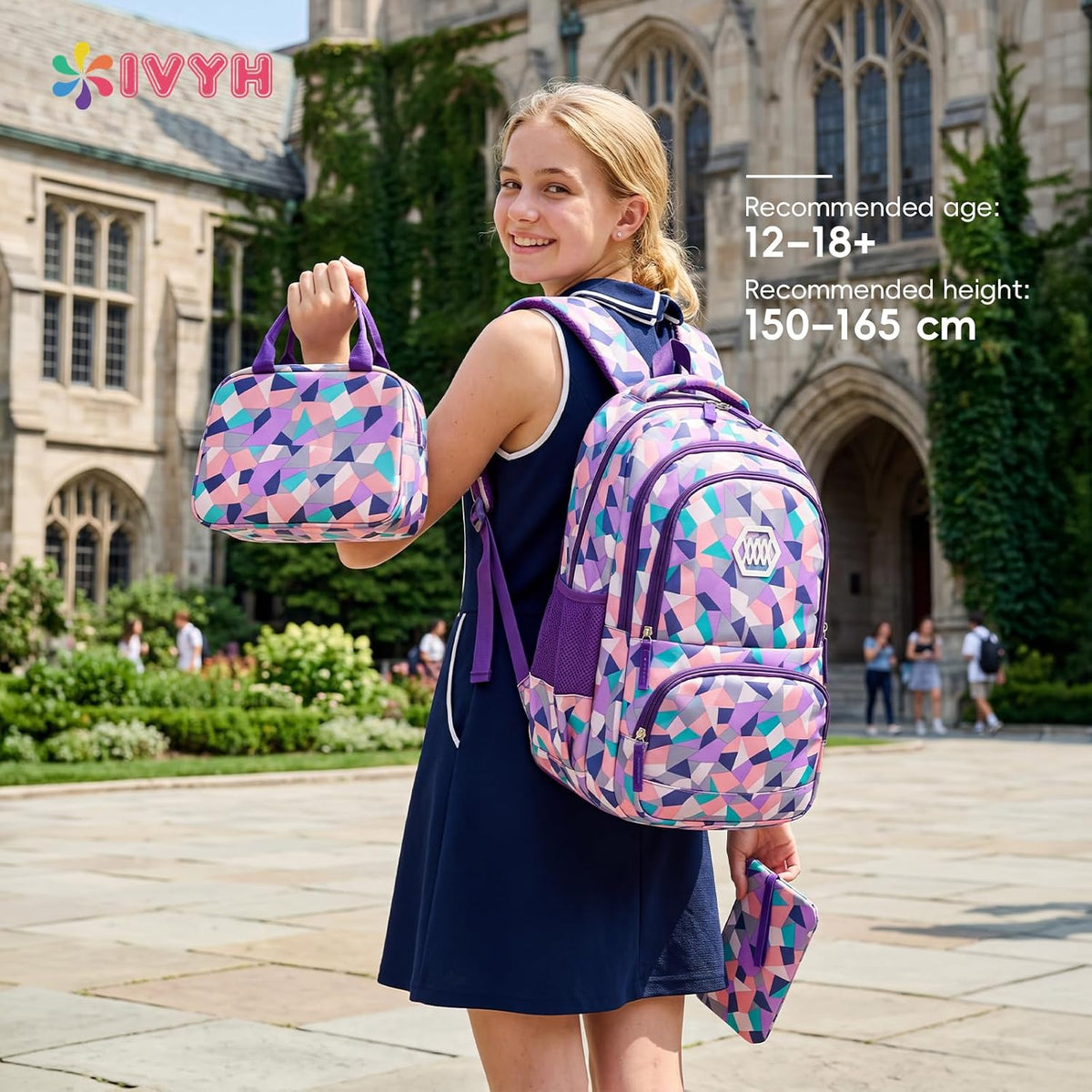 Ensemble Sac À Dos D'École Pour Filles Et Adolescentes, 5E À 9E Classe