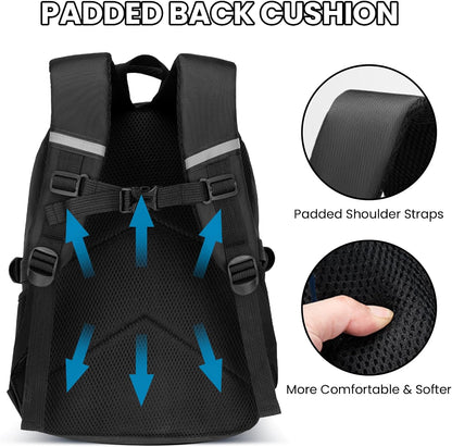 Zaino Scuola Elementare Bambino Zainetto Ragazzo Scuola Media,Zaino per Bambini Bambina Grande Capacità Impermeabile Zainetti Elementari Dal Design Ergonomico,28L,Nero