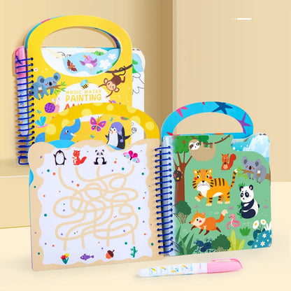 Children Early Education Toys Magical Book with Pen Water Drawing Montessori Toys Gift Reusable Coloring Book Magic Drawing Book