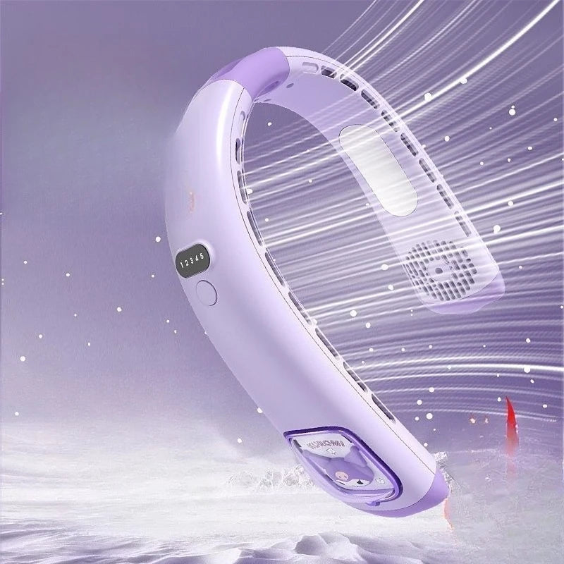 Cute Cartoon Neck Fan Kuromi Long Lasting Hello Kitty Quiet Pochacco Rechargeable Portable Lightweight Holiday Toys