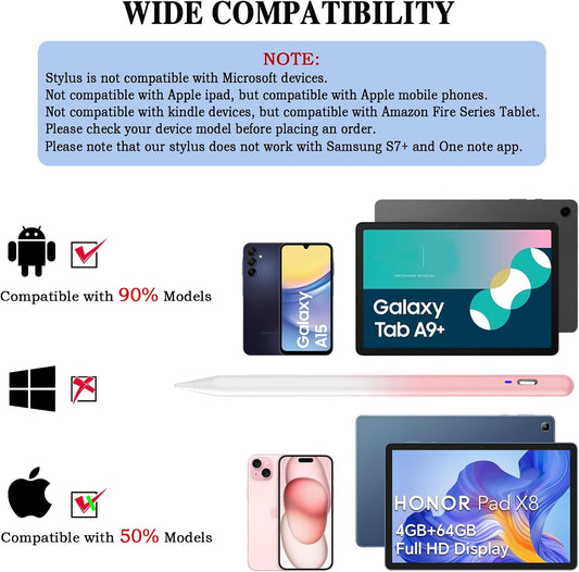 Penna Stilo per Tablet Android, Penna Stilo per Touch Screen Con Punta POM, Penna Mphone per Nintendo Switch/Samsung/Xiaomi/Huawei/Vivo/Lenovo E Altri Smartphone E Tablet Android, Colore Rosa Sfumato