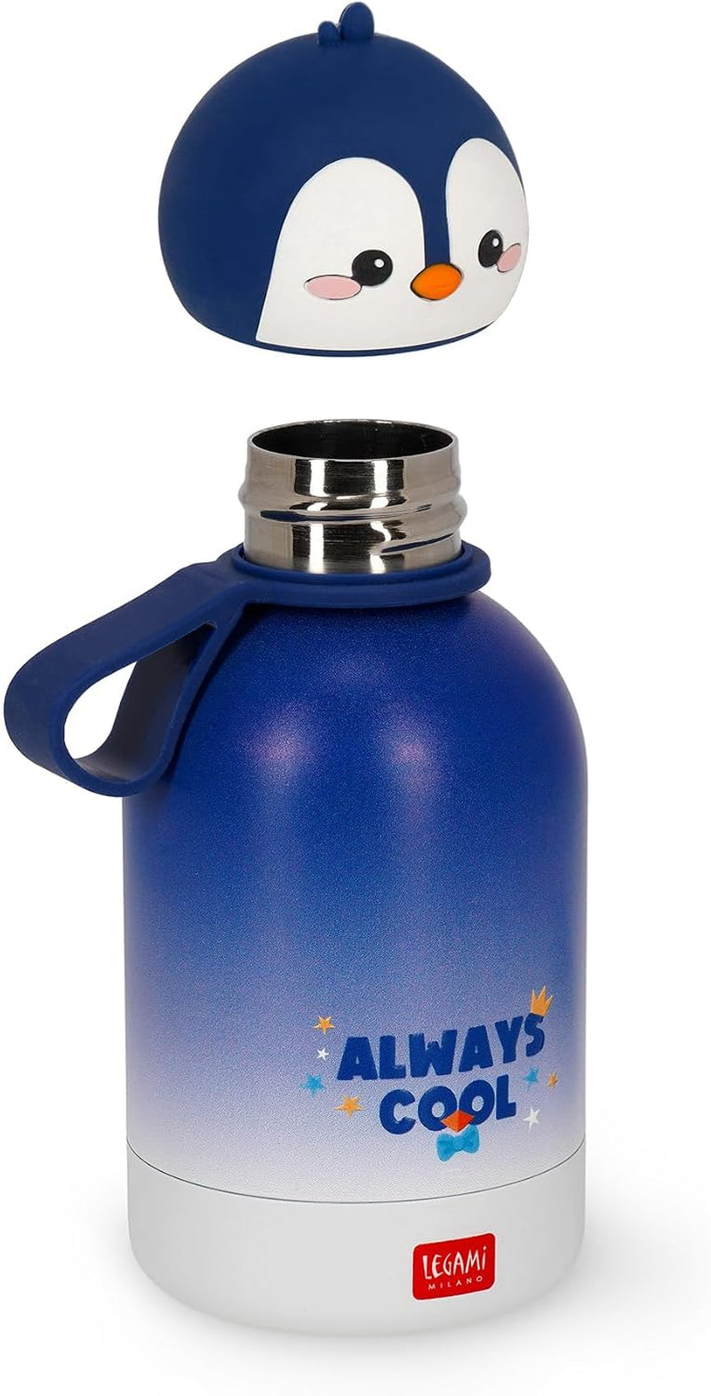 - Borraccia Termica per Bambini Hot&Cold BFF, Tema Penguin, in Inox 18/8 a Doppio Strato Con Chiusura Ermetica, Conserva Il Caldo per 12H E Il per Freddo 24H, Capacità 310 Ml
