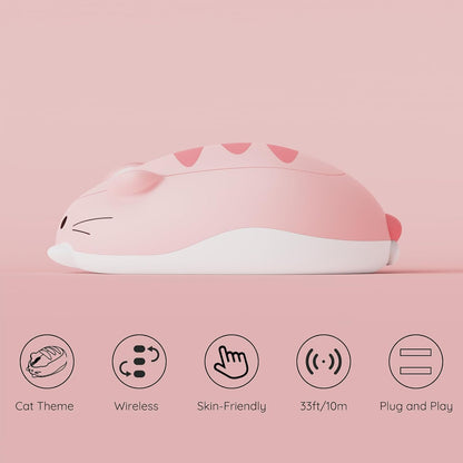 Souris Sans Fil Mignonne Sur Le Thème Des Chats, Mice Rose, Souris Tri-Mode Bluetooth 3.0/5.0/2.4G, Récepteur USB A, Clic Silencieux, Souris Cartoon Pour Ordinateur Portable/Pc (Pink Angie)