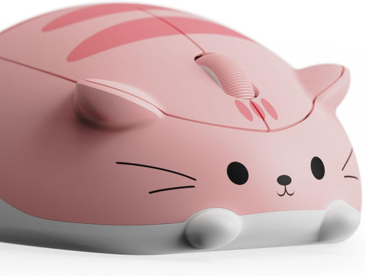 Souris Sans Fil Mignonne Sur Le Thème Des Chats, Mice Rose, Souris Tri-Mode Bluetooth 3.0/5.0/2.4G, Récepteur USB A, Clic Silencieux, Souris Cartoon Pour Ordinateur Portable/Pc (Pink Angie)