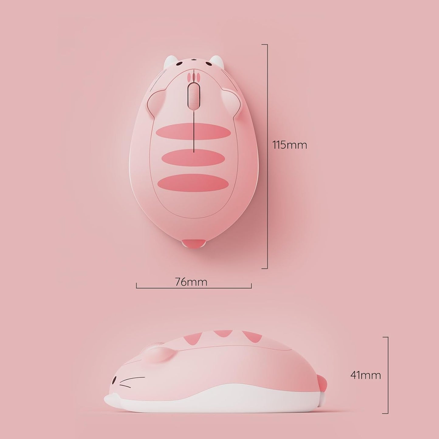 Souris Sans Fil Mignonne Sur Le Thème Des Chats, Mice Rose, Souris Tri-Mode Bluetooth 3.0/5.0/2.4G, Récepteur USB A, Clic Silencieux, Souris Cartoon Pour Ordinateur Portable/Pc (Pink Angie)