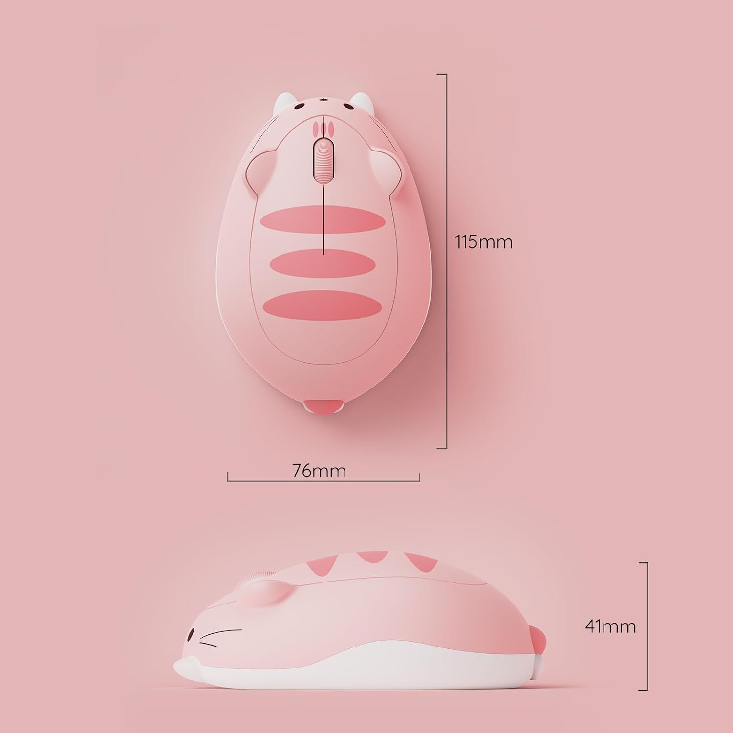 Souris Sans Fil Mignonne Sur Le Thème Des Chats, Mice Rose, Souris Tri-Mode Bluetooth 3.0/5.0/2.4G, Récepteur USB A, Clic Silencieux, Souris Cartoon Pour Ordinateur Portable/Pc (Pink Angie)