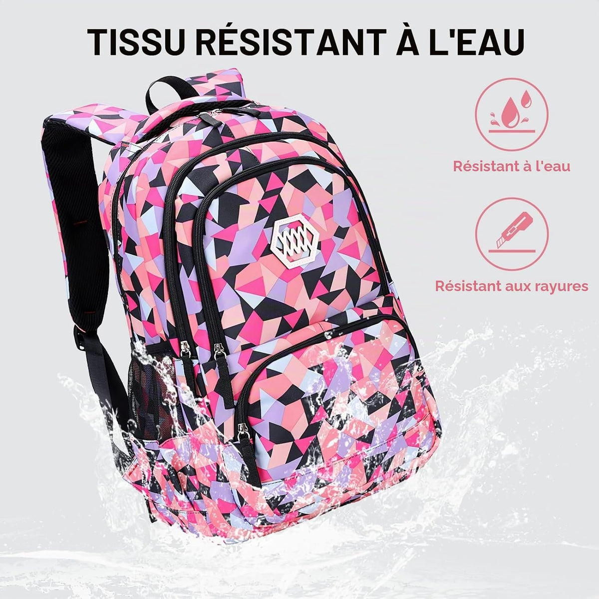 Sac À Dos Scolaire Set Fille 3 En 1 Cartable En Imperméable Avec Sac À Crayons Pour Enfant Adolescent Idéal Pour L'École/Les Loisirs/Le Voyage/La Randonnée