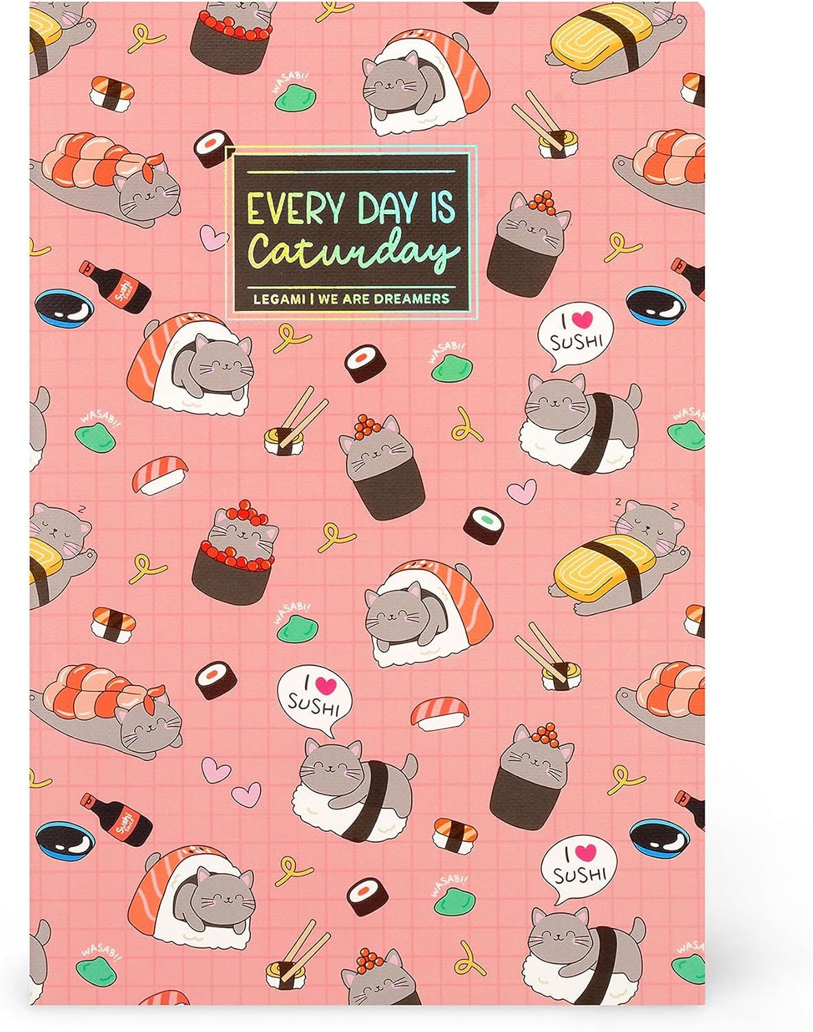 - Quaderno a Righe 7 Mm, Sushi Cat, Formato B5, Large, in Carta FSC Certificata, 100 Pagine, Rilegatura a Punto Singer, 18.5 X 24.8 Cm