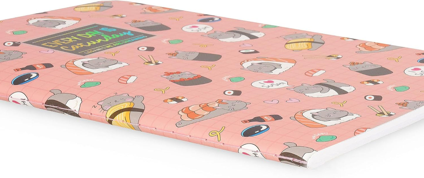 - Quaderno a Righe 7 Mm, Sushi Cat, Formato B5, Large, in Carta FSC Certificata, 100 Pagine, Rilegatura a Punto Singer, 18.5 X 24.8 Cm