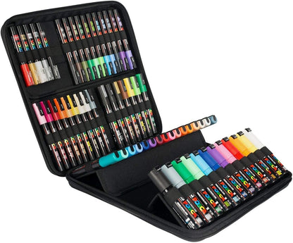 - Mitsubishi Pencil - Mallette 60 Marqueurs Pointes Extra-Fines PC1MC / Fines PC3M / Moyennes PC5M / Biseautées PC8K - Marqueurs Peinture À Base D'Eau - Tout Support