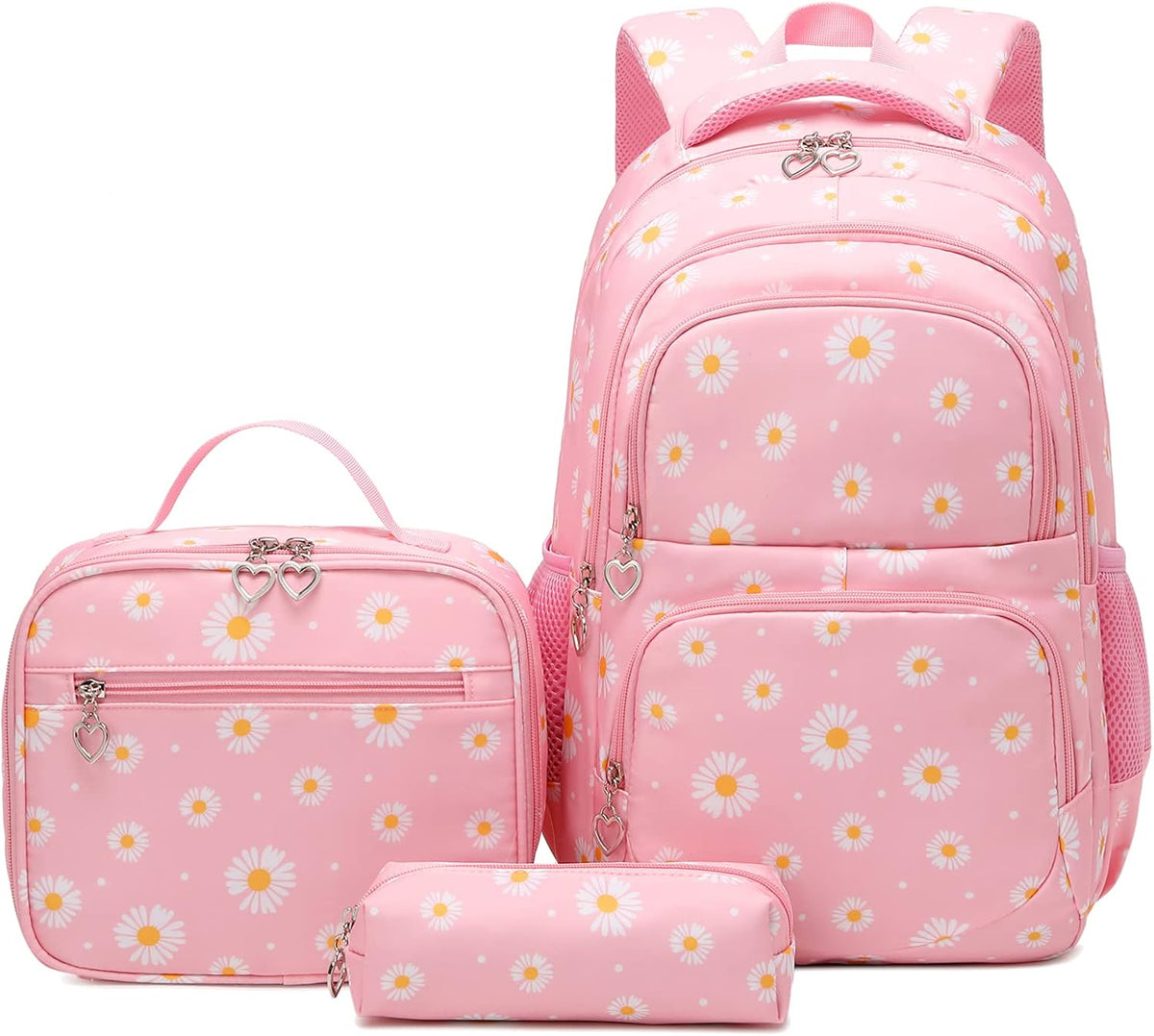 Sac À Dos D'École Pour Filles, Adolescentes, Femmes, Sac D'École, Sac À Dos Pour Filles, École, Loisirs, Avec Sac À Déjeuner, Sac Et Trousse, Rose, L 29Cm X B 16Cm X H 42,9Cm, Ensemble