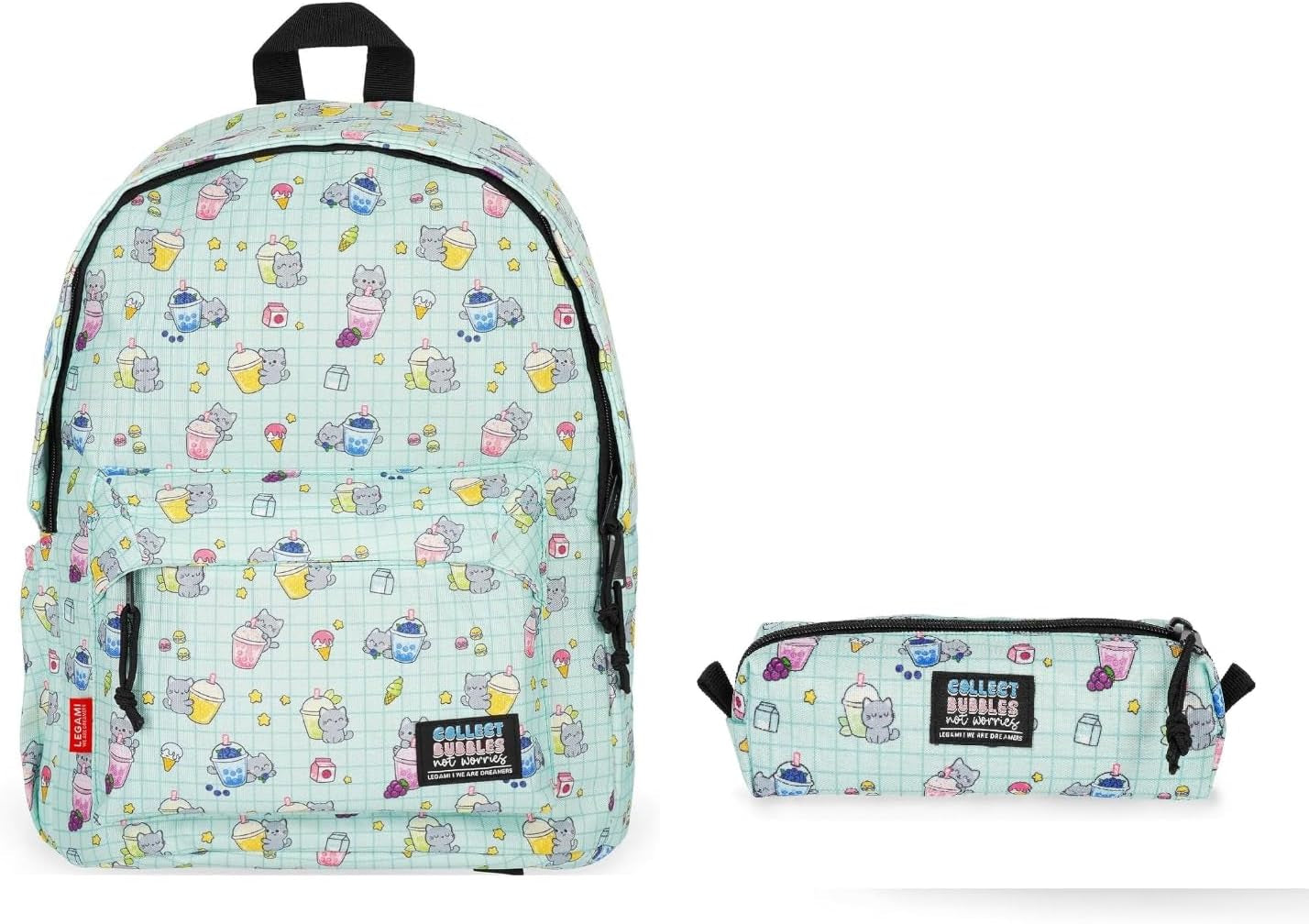 - Zaino per Scuola My Backpack Con Astuccio My Pencil Case, Tema KITTY, Cartella Scuola Foderata, Regolabile, Chiusura a Zip, Scomparto Interno per Laptop E Tablet, Tasca Laterale