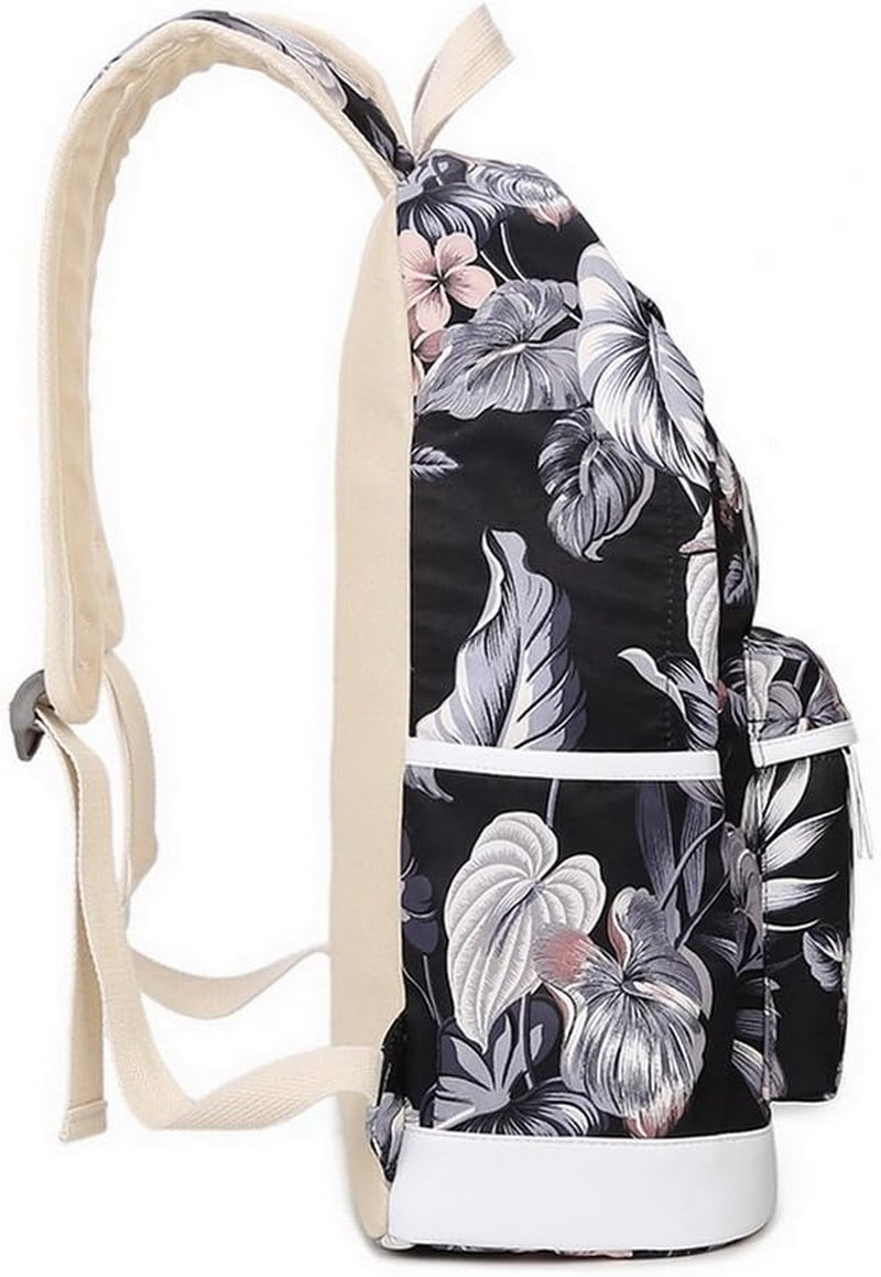Sac À Dos Décole Fashion Pour Filles, Sac À Dos Casual Pour Ordinateur Portable - Ensemble De 3 Pièces Pour Femmes Floral