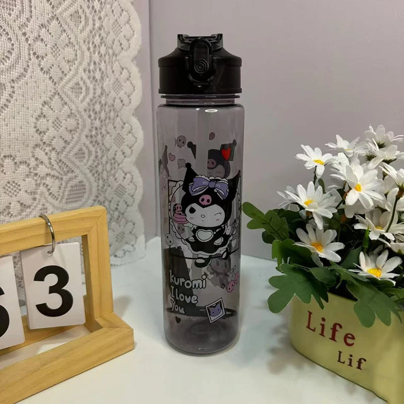 800ML Hello Kitt Straw Cup Large Capacity Straw Cup Adorable Cartoon Water Bottle Sports Outdoor Water Bottle Christmas Gift