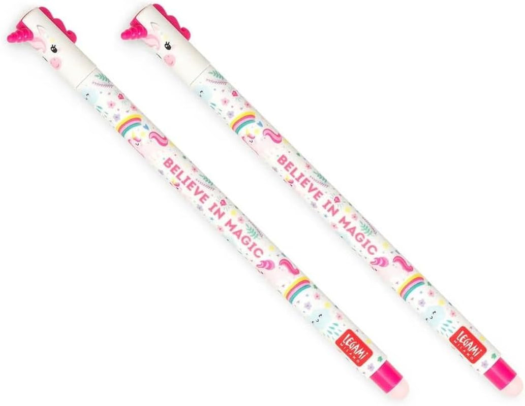 Erasable Gel Pen - Unicorn, Thermosensitive Ink, 0.7 Mm Tip Diameter, 15 Cm Length, Pink Ink (Pack of 2)