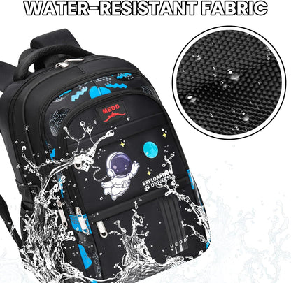 Zaino Scuola Elementare Bambino Zainetto Ragazzo Scuola Media,Zaino per Bambini Bambina Grande Capacità Impermeabile Zainetti Elementari Dal Design Ergonomico,28L,Nero