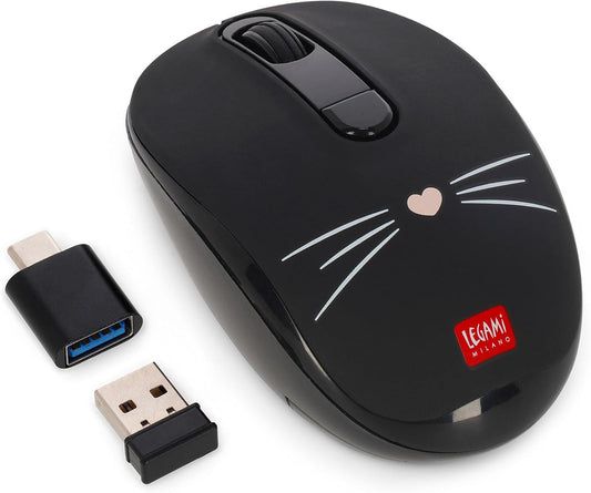 - Souris Sans Fil Avec Récepteur USB Ultra Compact, Kitty, 3 Options De Vitesse, Matériau ABS, Connexion Sans Fil Jusqu'À 10 M