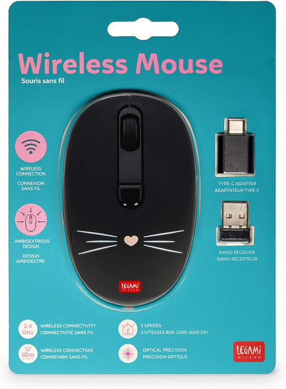 - Souris Sans Fil Avec Récepteur USB Ultra Compact, Kitty, 3 Options De Vitesse, Matériau ABS, Connexion Sans Fil Jusqu'À 10 M