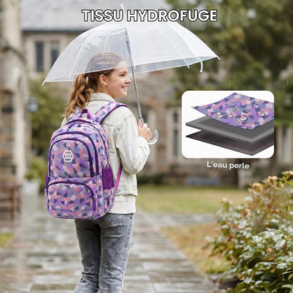 Ensemble Sac À Dos D'École Pour Filles Et Adolescentes, 5E À 9E Classe
