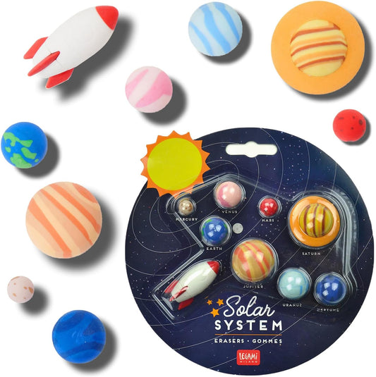 - Solar System, Set Di 9 Gomme, 0,8X3,5 Cm, Gomme a Forma Di Razzo, Pianeti, Sole, per Cancellare Con Precisione