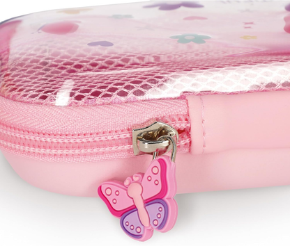 Legami Wonderwow Pencil Case – 2 Compartments, Pen Holder, Mesh Inner Pocket, Zip Closure, 23x11x5cm, Butterfly Design