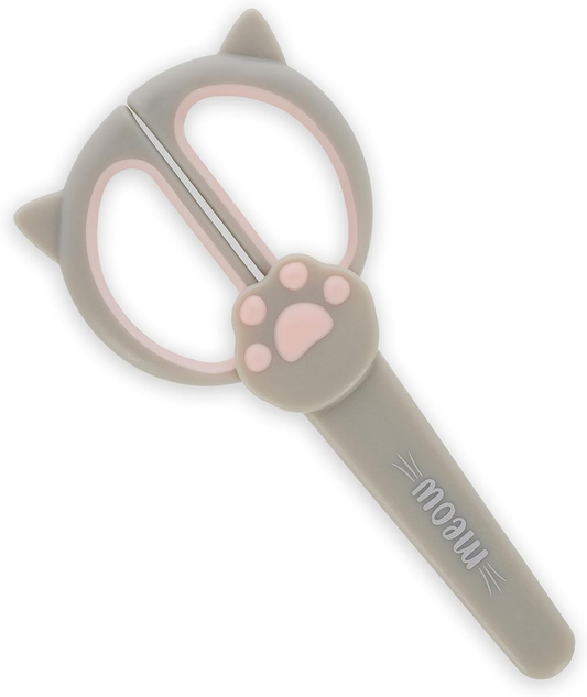 Legami Kitty Kids Scissors – Rounded Tip, Blade Cover, Left & Right Handed, Precise Cut, Stainless Steel, 6.2x13.2cm