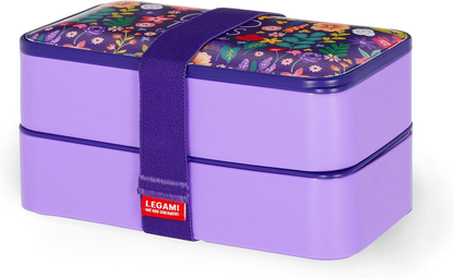 Legami Flowers Lunch Box with 3-Piece Cutlery Set – 1200ml, Leakproof, Microwave, Dishwasher & Freezer Safe, 18.2x10x10.3cm