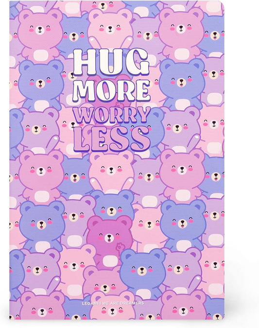 Legami Teddy Bear Lined Notebook – B5 Large, 100 Pages, 7mm Lines, FSC-Certified 100g Paper, Singer Binding, 18.5x24.8cm